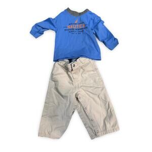 Nautica Baby Outfit– Size 12M / 12–18M – Blue, Gray & Khaki